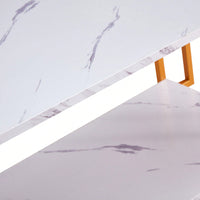 Elegant Marble Top Rectangle Coffee Table with Gold Metal Legs for Living Room and Office