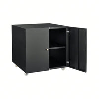 Black 2 Door Steel Copier Stand Mobile Pedestal File Printer Stand
