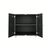 Black 2 Door Steel Copier Stand Mobile Pedestal File Printer Stand