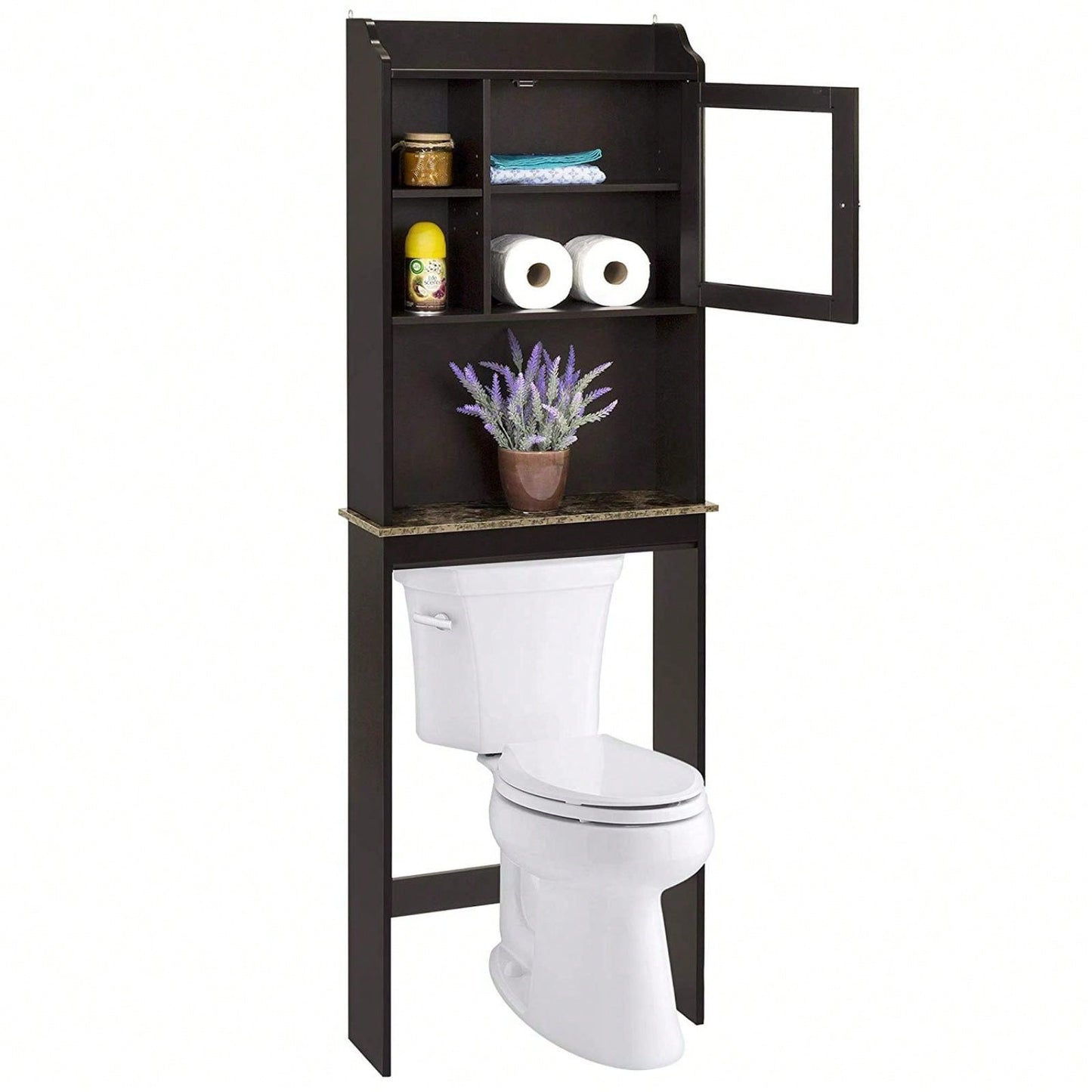 Over The Toilet Space Saver Organization Wood Storage Cabinet For Home, Bathroom