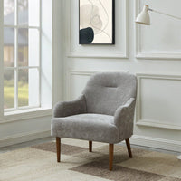 Stylish Chenille Accent Armchair with Wood Legs for Living Room Bedroom or Office Easy Assembly