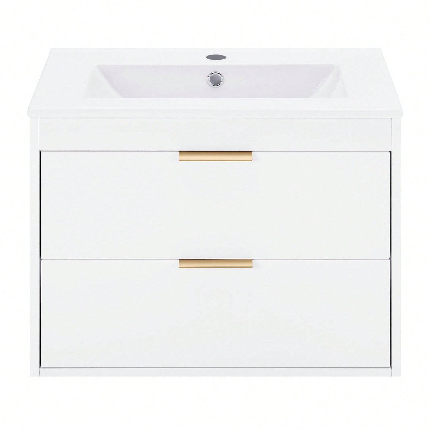 24 Inch Wall Mounted Floating Bathroom Vanity with Ceramic Sink and Storage Drawer Modern Space-Saving Design