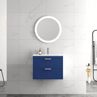 24 Inch Wall Mounted Floating Bathroom Vanity with Ceramic Sink and Storage Drawer Modern Space-Saving Design