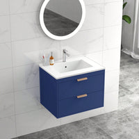 24 Inch Wall Mounted Floating Bathroom Vanity with Ceramic Sink and Storage Drawer Modern Space-Saving Design