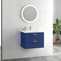 24 Inch Wall Mounted Floating Bathroom Vanity with Ceramic Sink and Storage Drawer Modern Space-Saving Design