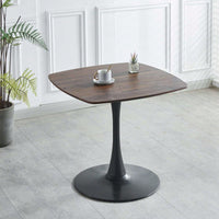 Modern Dining Table With Metal Legs - Easy Assembly Kitchen Table - Durable MDF Top - Spacious Executive Desk - Black And Walnut Finish