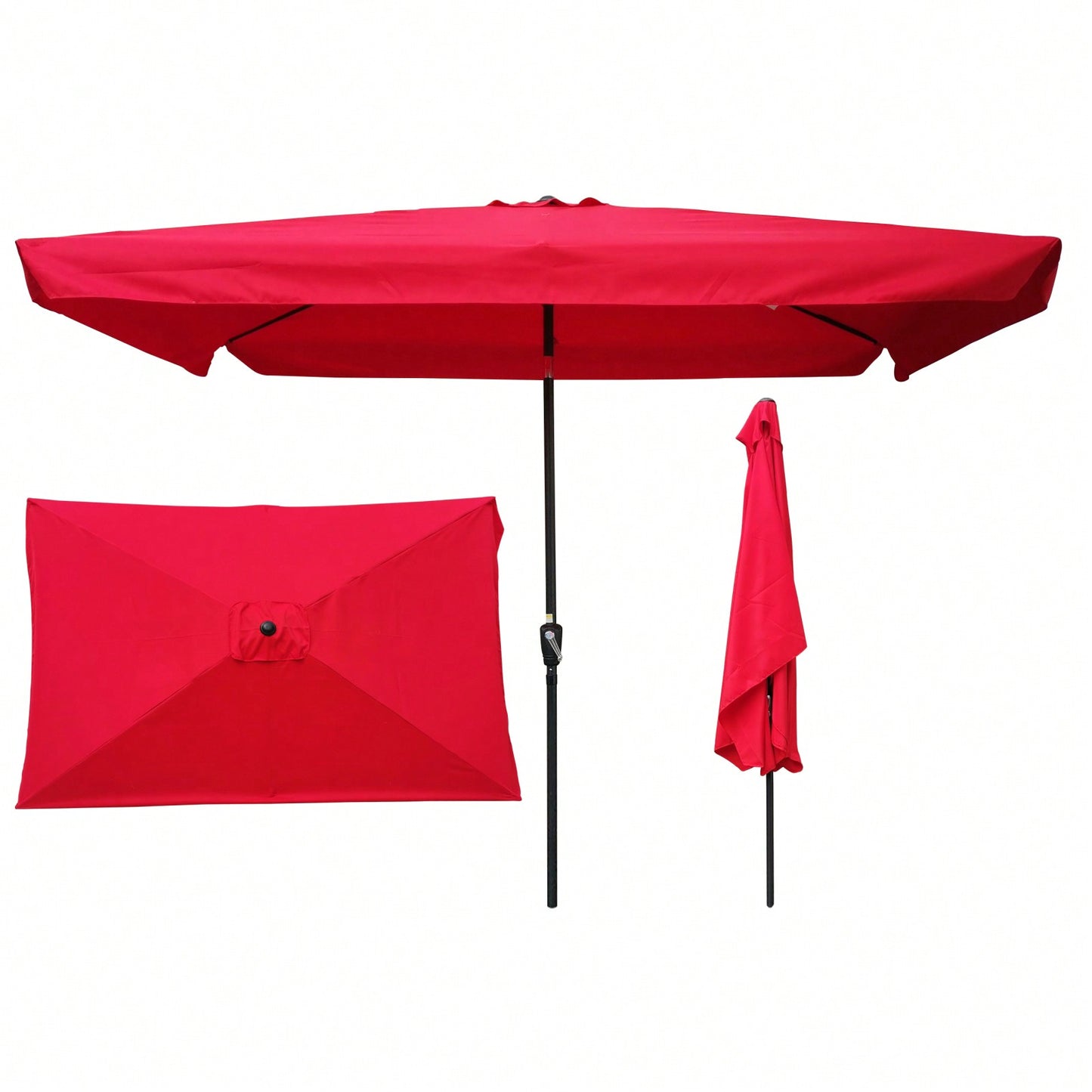 10x6.5ft Rectangular Patio Umbrella Outdoor Market Umbrellas With Crank And Push Button Tilt For Garden Swimming Pool Market