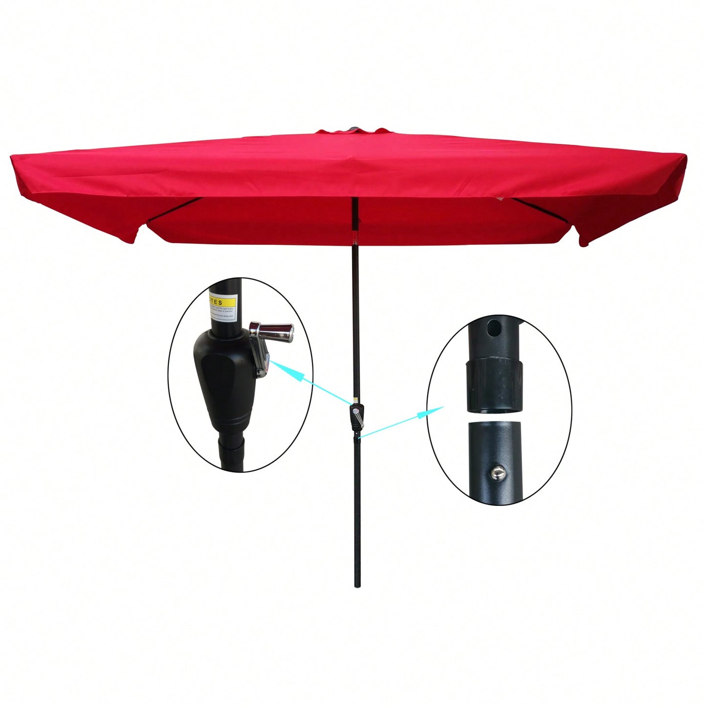 10x6.5ft Rectangular Patio Umbrella Outdoor Market Umbrellas With Crank And Push Button Tilt For Garden Swimming Pool Market