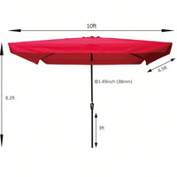 10x6.5ft Rectangular Patio Umbrella Outdoor Market Umbrellas With Crank And Push Button Tilt For Garden Swimming Pool Market