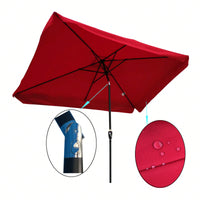 10x6.5ft Rectangular Patio Umbrella Outdoor Market Umbrellas With Crank And Push Button Tilt For Garden Swimming Pool Market