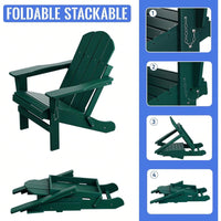 Folding Adirondack Chair, Stackable Arm Rest Ergonomic HDPE All-Weather Adirondack Chair