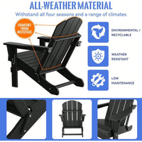Folding Adirondack Chair, Stackable Arm Rest Ergonomic HDPE All-Weather Adirondack Chair