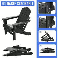 Folding Adirondack Chair, Stackable Arm Rest Ergonomic HDPE All-Weather Adirondack Chair