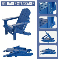 Folding Adirondack Chair, Stackable Arm Rest Ergonomic HDPE All-Weather Adirondack Chair