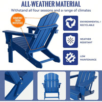 Folding Adirondack Chair, Stackable Arm Rest Ergonomic HDPE All-Weather Adirondack Chair