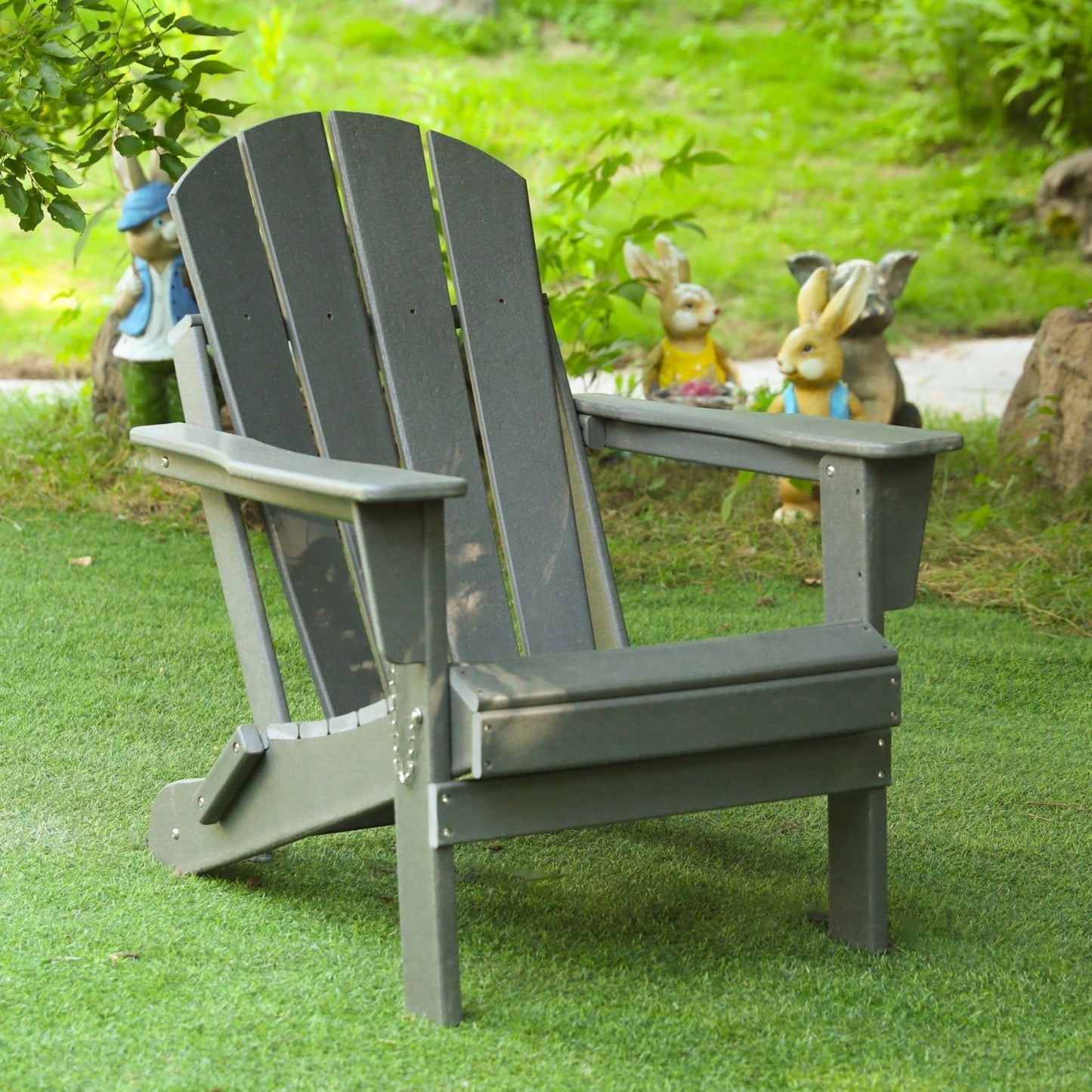 Folding Adirondack Chair, Stackable Arm Rest Ergonomic HDPE All-Weather Adirondack Chair