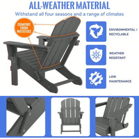 Folding Adirondack Chair, Stackable Arm Rest Ergonomic HDPE All-Weather Adirondack Chair