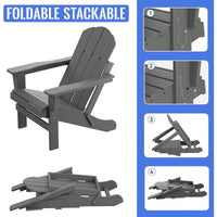 Folding Adirondack Chair, Stackable Arm Rest Ergonomic HDPE All-Weather Adirondack Chair