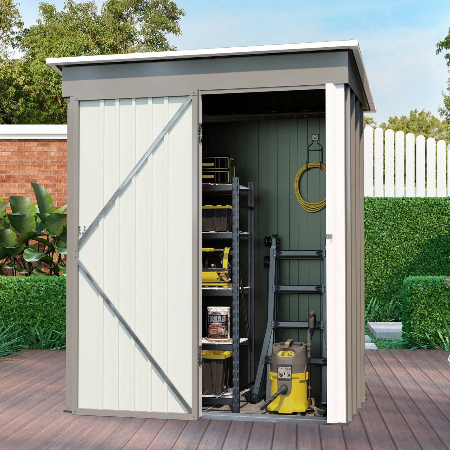 5*3FT Outdoor Storage Shed ,Tool Shed With Sloping Roof And Lockable Door,Metal Shed For Backyard Garden Patio Lawn