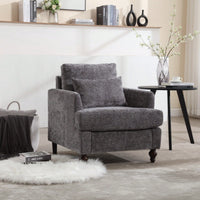 Mid Century Modern Tufted Accent Armchair Solid Wood Frame Lounge Chair for Living Room and Bedroom