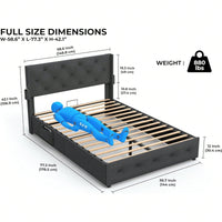 Full Size Bed Frame With Gas Lift Storage Bed, Modern Wingback Headboard, USB Ports, No Box Spring Required