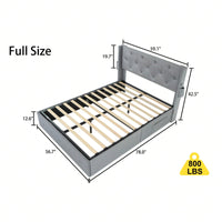 Full Size Bed Frame With Gas Lift Storage Bed, Modern Wingback Headboard, USB Ports, No Box Spring Required