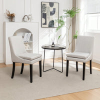 Set Of 2, Upholstered Kitchen & Dining Room Chairs With Solid Wood Legs,Tufted Linen Fabric  Chairs  For Living Room, Restaurant