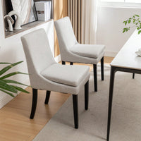 Set Of 2, Upholstered Kitchen & Dining Room Chairs With Solid Wood Legs,Tufted Linen Fabric  Chairs  For Living Room, Restaurant