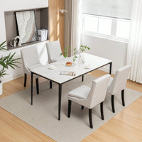 Set Of 2, Upholstered Kitchen & Dining Room Chairs With Solid Wood Legs,Tufted Linen Fabric  Chairs  For Living Room, Restaurant