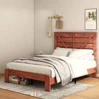 Queen Bed Frame Headboard And Charging Station, Wood Platform Bed, Sturdy And No Noise, No Box Spring Needed