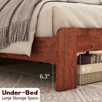 Queen Bed Frame Headboard And Charging Station, Wood Platform Bed, Sturdy And No Noise, No Box Spring Needed