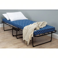 Metal Folding Bed Frame With Foam Mattress For Small Space, Easy Storage And Movable With 4 Castors