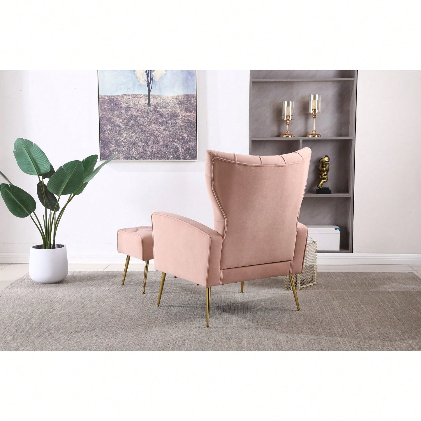 Modern Accent Chair With Ottoman, Comfy Armchair For Living Room, Bedroom, Apartment, Office