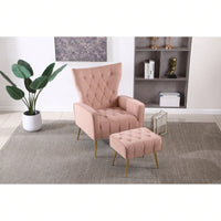 Modern Accent Chair With Ottoman, Comfy Armchair For Living Room, Bedroom, Apartment, Office