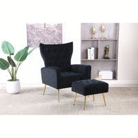 Modern Accent Chair With Ottoman, Comfy Armchair For Living Room, Bedroom, Apartment, Office