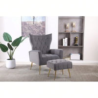 Modern Accent Chair With Ottoman, Comfy Armchair For Living Room, Bedroom, Apartment, Office
