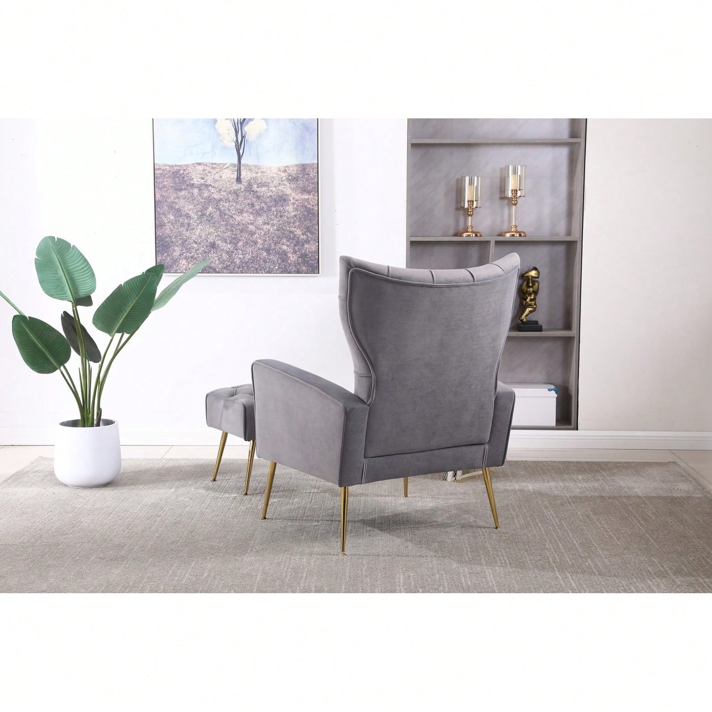 Modern Accent Chair With Ottoman, Comfy Armchair For Living Room, Bedroom, Apartment, Office
