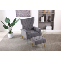 Modern Accent Chair With Ottoman, Comfy Armchair For Living Room, Bedroom, Apartment, Office