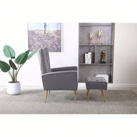 Modern Accent Chair With Ottoman, Comfy Armchair For Living Room, Bedroom, Apartment, Office