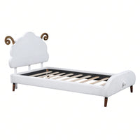Twin Size Upholstered Platform Bed With Sheep-Shaped Headboard
