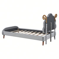 Twin Size Upholstered Platform Bed With Sheep-Shaped Headboard