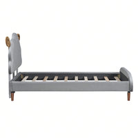 Twin Size Upholstered Platform Bed With Sheep-Shaped Headboard