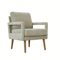 Mid-Century Armchair , Accent Chair With Chenille Armrest & Soft Cushion For Living Room, Bedroom, Home Office, Study