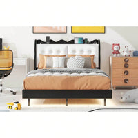 Modern Upholstered Full Size Platform Bed Frame with Storage Headboard LED Lights USB Ports Under Bed Lighting No Box Spring Required