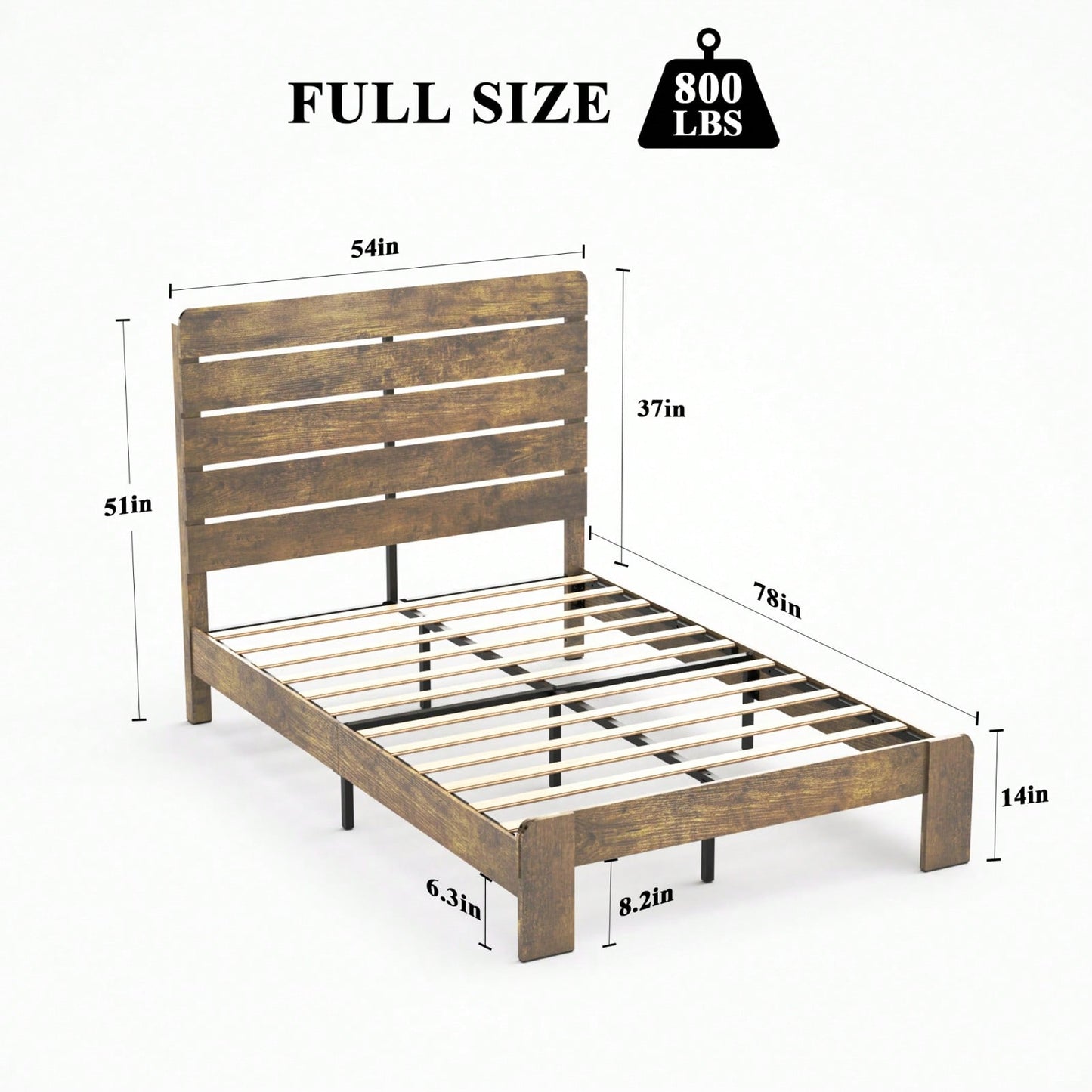 Full Size Platform Bed Frame With Large Under Bed Storage -  No Box Spring Needed, Solid Wood Slat Support, Noise Free And Easy Assembly