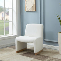 Comfy Accent Slipper Chair, Upholstered Armless Chair With Wood Legs, Soft Fabric For Living Room, Bedroom, Reading, Guest Room