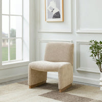 Comfy Accent Slipper Chair, Upholstered Armless Chair With Wood Legs, Soft Fabric For Living Room, Bedroom, Reading, Guest Room
