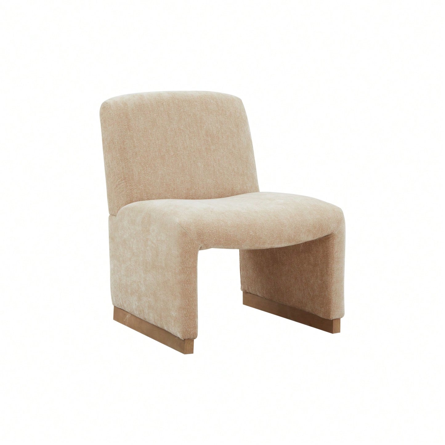 Comfy Accent Slipper Chair, Upholstered Armless Chair With Wood Legs, Soft Fabric For Living Room, Bedroom, Reading, Guest Room