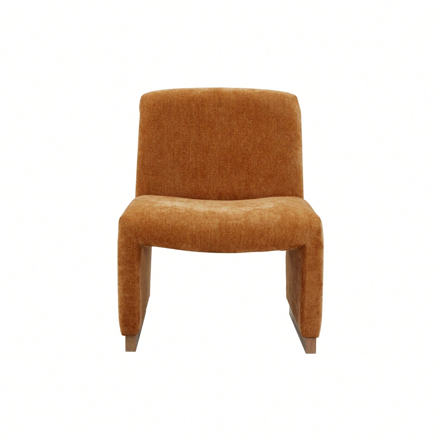 Comfy Accent Slipper Chair, Upholstered Armless Chair With Wood Legs, Soft Fabric For Living Room, Bedroom, Reading, Guest Room