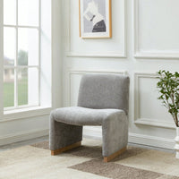 Comfy Accent Slipper Chair, Upholstered Armless Chair With Wood Legs, Soft Fabric For Living Room, Bedroom, Reading, Guest Room